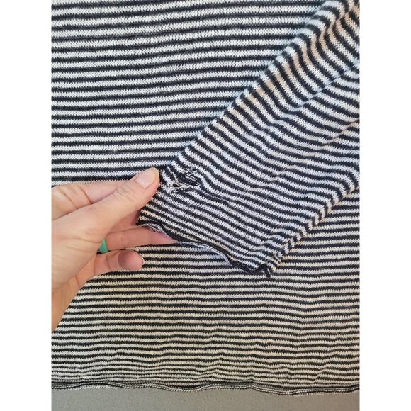 Eileen Fisher PL Black White Striped Organic Linen Blouse Classic Minimalist - Picture 8 of 8